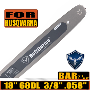 3/8 .058 18 inch 68 Drive Links Holzfforma® Guide Bar For Many Husqvarna Chainsaws like Husqvarna 61 66 266 268 272 281 288 362 365 371 372 385 390 394 395 480 562 570 575