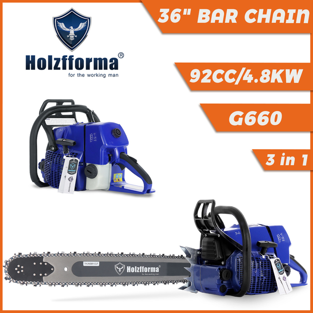 Holzfforma G660 92cc 4.8kw Blue Gasoline Chainsaw With 3/8".063" 36inch 114DL Guide Bar And Chain