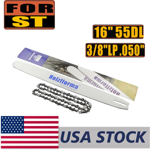 US STOCK - Holzfforma® 16 Guide Bar &Saw Chain Combo 3/8 LP .050 55DL For Stihl MS170 MS180 MS181 MS190 MS191T MS192T MS200 MS200T MS210 MS211 MS230 MS250 017 018 020 021 023 025 Chainsaw 2-4 Days Delivery Time Fast Shipping For US Customers Only
