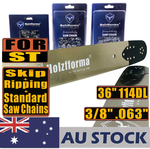 AU STOCK only to AU ADDRESS - Holzfforma® Pro 36 Inch 3/8 .063 114DL Solid Bar & Full Chisel Standard Chain & Semi Chisel Ripping Chain & Full Chisell Skip Chain Combo For Stihl MS440 MS441 MS460 MS461 MS660 MS661 MS650 066 065 064 Chainsaw 2-4 Days Delivery Time Fast Shipping For AU Customers Only