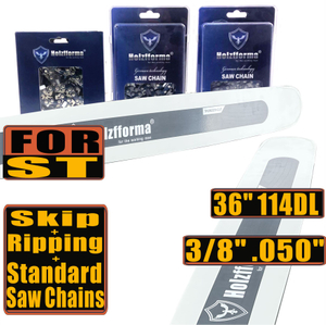 Holzfforma® Pro 36inch 3/8 .050 114DL Solid Guide Bar & Standard Chain & Ripping Chain & Skip Chain Combo For Stihl MS360 MS361 MS362 MS380 MS390 MS440 MS441 MS460 MS461 MS660 MS661 MS650 Chainsaw