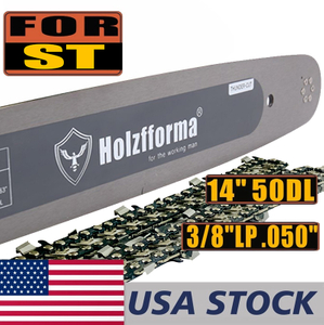 US STOCK - Holzfforma® 14 Guide Bar &Saw Chain Combo 3/8LP .050 50DL For Stihl MS170 MS180 MS181 MS190 MS191T MS192T MS200 MS200T MS210 MS211 MS230 MS250 017 018 020 021 023 025 Chainsaw 2-4 Days Delivery Time Fast Shipping For US Customers Only