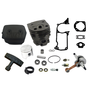 Cylinder Piston Kit with Bore 46mm Muffler Crankshaft Gasket Kit Fuel Hose Fuel Filter Oil Seal Spark Plug Starter Grip Decompression Value M10X1.0 For Hus55 Chainsaw 