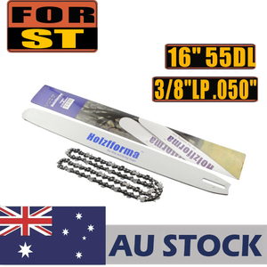 AU STOCK only to AU ADDRESS - Holzfforma® 16 Guide Bar &Saw Chain Combo 3/8 LP .050 55DL For Stihl MS170 MS180 MS181 MS190 MS191T MS192T MS200 MS200T MS210 MS211 MS230 MS250 017 018 020 021 023 025 Chainsaw 2-4 Days Delivery Time Fast Shipping For AU Customers Only