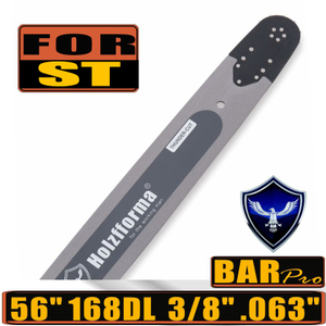 Holzfforma 56Inch 3/8" .063"(1.6mm) 168 Drive Links Solid Guide Bar For ST MS660 MS661 MS650 066 064 Chainsaw