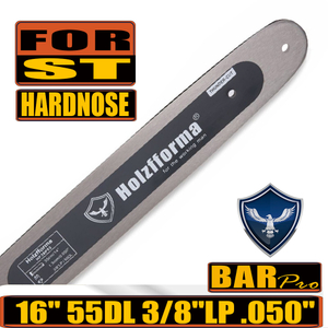 Holzfforma® 3/8 LP .050 16inch 55DL Duromatic Solid Bar Hardnose For Many Stihl Chainsaws like MS170 MS180 MS181 MS190 MS191T MS192T MS200 MS200T MS210 MS211 MS230 MS250 017 018 020 021 023 025