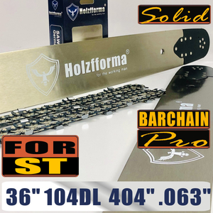 Holzfforma® 36 Inch .404 .063 104 Drive Links Guide Bar & Full Chisel Saw Chain Combo For Stihl 088 MS880 070 090 084 076 075 051 050 and Holzfforma G888 Chainsaw