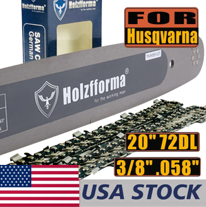 US STOCK - Holzfforma® 20 Inch Guide Bar &Saw Chain Combo 3/8 .058 72DL For Husqvarna Chainsaw 61 66 266 268 272 281 288 365 372 385 390 394 395 480 562 570 575 2-4 Days Delivery Time Fast Shipping For US Customers Only