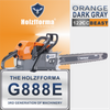 122cc Holzfforma® Orange Dark Gray G888E (Easy Start) Gasoline Chain Saw Power Head Without Guide Bar and Chain Produced By Farmertec All parts are Compatible With MS880 088 Chainsaw