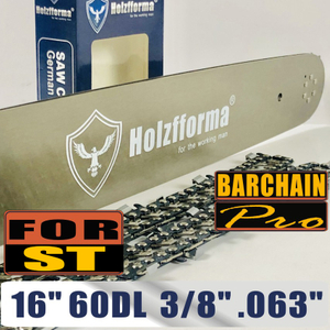 Holzfforma® 16'' Guide Bar &Saw Chain Combo 3/8'' .063'' 60DL For Stihl Chainsaw MS361 MS362 MS380 MS390 MS440 MS441 MS460 MS461 MS660 MS661 MS650