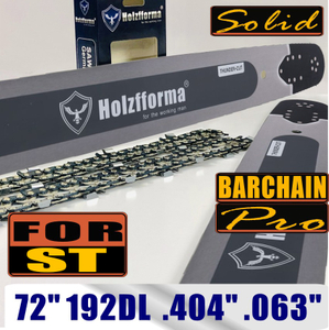 Holzfforma 72Inch .404" .063"(1.6mm) 192 Drive Links Solid Guide Bar & Full Chisel Saw Chain Combo For ST 088 MS880 070 090 084 076 075 051 050 Chainsaw