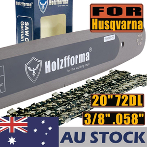 AU STOCK - Holzfforma® 20 Inch Guide Bar &Saw Chain Combo 3/8 .058 72DL For Husqvarna Chainsaw 61 66 266 268 272 281 288 365 372 385 390 394 395 480 562 570 575 2-4 Days Delivery Time Fast Shipping