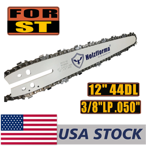 US STOCK - 12inch Holzfforma PRO Bar&Chain combo 3/8 LP, .050 44DL mini bar Carving Bar Hard Nose For Stihl MS170 MS171 MS180 MS181 MS192T MS193T MS200T 020T MS201T MS201TC JonCutter G2500 and Manny more 2-4 Days Delivery Time Fast Shipping For US Customers Only