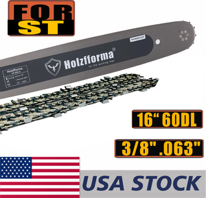 US STOCK - Holzfforma® 16'' Guide Bar &Saw Chain Combo 3/8'' .063'' 60DL For Stihl Chainsaw MS361 MS362 MS380 MS390 MS440 MS441 MS460 MS461 MS660 MS661 MS650 2-4 Days Delivery Time Fast Shipping