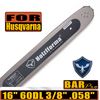 Holzfforma® Pro 3/8 .058 16inch 60DL Guide Bar For Many Husqvarna Chainsaws like Husqvarna 61 66 266 268 272 281 288 365 372 385 390 394 395 480 562 570 575