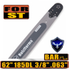 Holzfforma 62Inch 3/8" .063"(1.6mm) 185 Drive Links Solid Guide Bar For ST MS660 MS661 MS650 066 064 Chainsaw