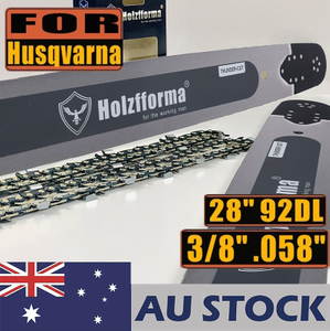 AU STOCK only to AU ADDRESS - Holzfforma® Pro 28 Inch 3/8 .058 92DL Bar & Full Chisel Chain Combo For Husqvarna 61 66 262 xp 266 268 272 xp 281 288 362 365 372 xp 385 390 394 395 480 562 570 575 2-4 Days Delivery Time Fast Shipping For AU Customers Only