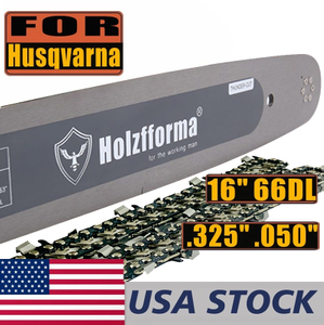 US STOCK - Holzfforma® 16Inch Guide Bar &Saw Chain Combo .325 .050 66DL For Husqvarna 36 41 50 51 55 336 340 345 350 351 353 346xp 435 440 445 450 455 460 Poulan 2-4 Days Delivery Time Fast Shipping For US Customers Only